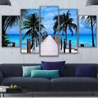Beach Palm Trees Bridge Sea 5 Piece Canvas Print Picture HOME DECOR Wall Art