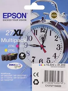 Cartuchos de tinta originales Epson cian magenta y amarillo reloj despertador Epson serie 27XL - Imagen 1 de 1