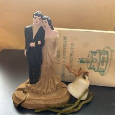 Vintage Cypress Art Nouveau Bride & Groom Plaster cake topper ~ Elegant