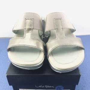 Cole Haan Air Donna Slip On Slide Wedge Size 5 B Silver Wedge Heel Sandal - Picture 1 of 11