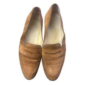 GUCCI Suede Mens Penny Loafers Shoes 45.5 D Brown Gently Worn Classic Leather - Picture 1 of 13