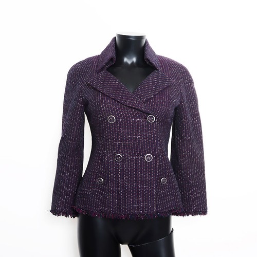 Giacca doppia CHANEL taglia:34 08P tweed lame viola WS11125