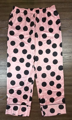 NWT Victorias Secret Pink Polka Dot Silk Like Lounge Sleep Pants Size Large - Image 1 of 4