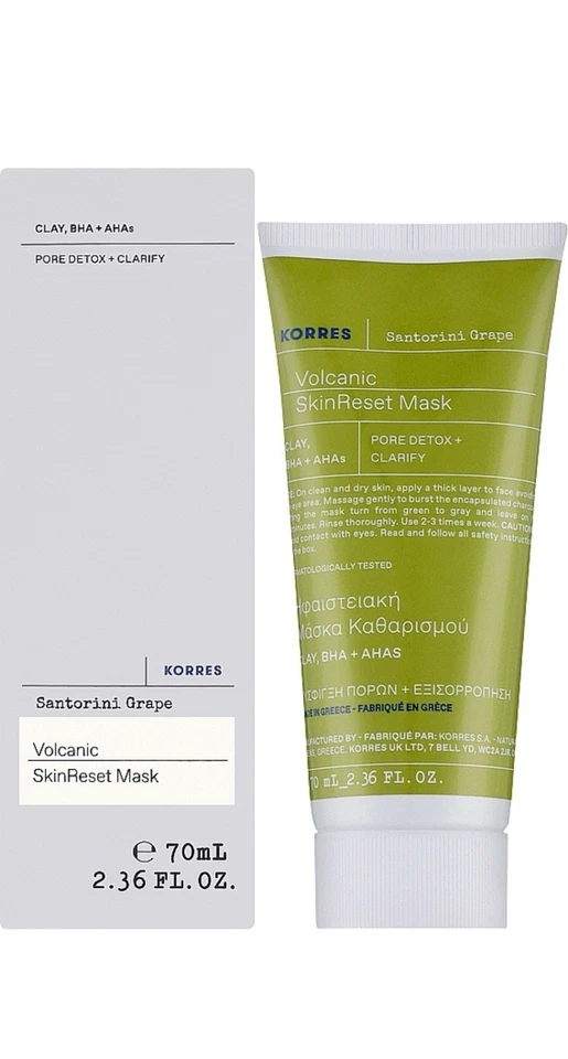 KORRES Santorini Grape Volcanic Clay Skin Reset Mask BHA AHA Detox & Clarify NIB - Image 1 of 1
