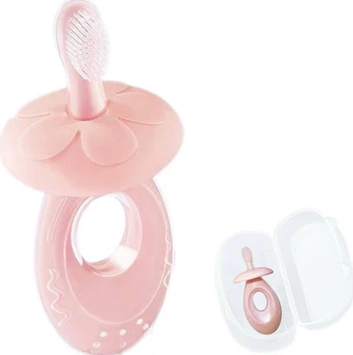 Silicone Baby Toothbrush & Teether for Infant & Toddler, Pink - Image 1 of 4