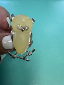 Vintage Park Lane Anstecknadel Brosche Strass Augen gelb Jelly Belly Lucite Eule 1,5 Zoll - Bild 1 von 6