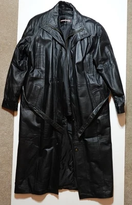 Мужская длинный черный кожаный плащ - Charles Klein размер 3 X - Изображение 1 из 2