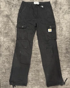 Y2K Carhartt WIP Work In Progress Aviazione Cargo Pantaloni Nero Abbigliamento da Lavoro 28 x 28 - Foto 1 di 5