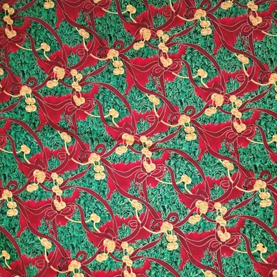 2 yardas. x 42" Holiday Editions por Fabri-Quilt 698 Campanas Cinta Arcos Verde Foto 1 de 3