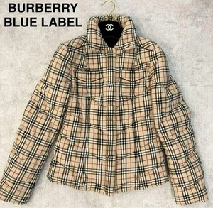 Burberry Blue Label Down Coat Puffer Jacket checked jacket Color Beige Japan - Picture 1 of 24