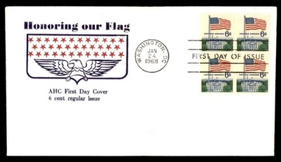 Mayfairstamps US FDC 1968 Flag and White House 6c Block First Day Cover aau_6903 - Image 1 of 2