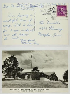 RPPC The Lodge Camp Wah-Kon-Dah See der Ozarks MO Sommerlager 1962 Foto - Bild 1 von 1