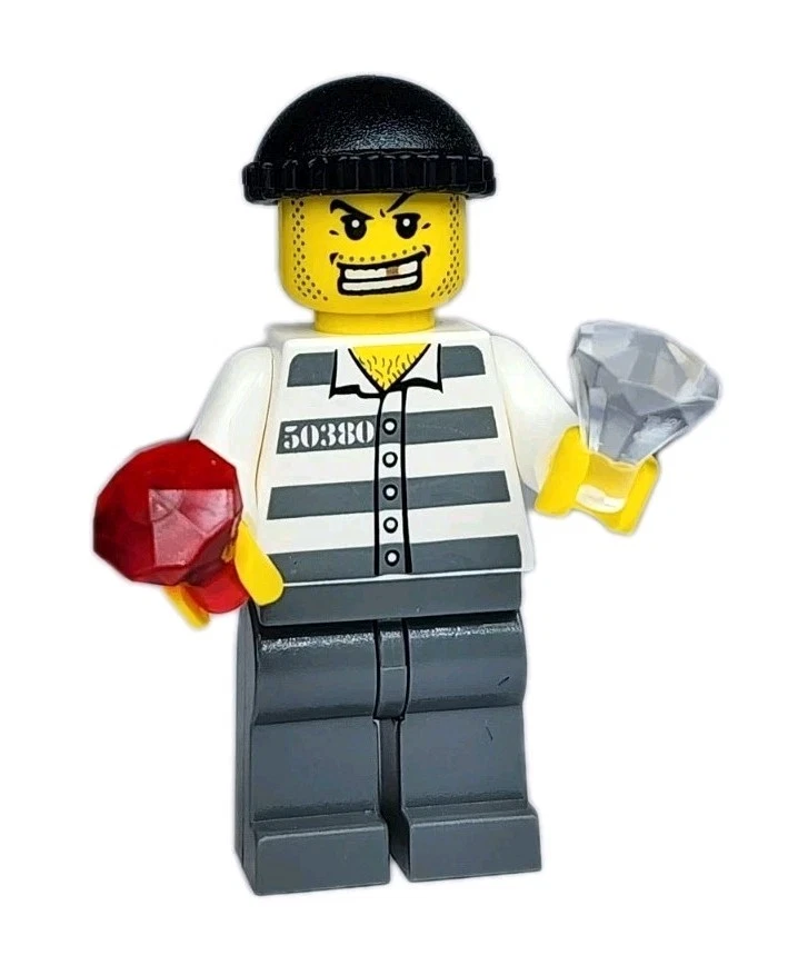 NEW LEGO® Jail Prisoner Minifigure City Police cty0007 Jewel Thief Criminal  - Image 1 of 1