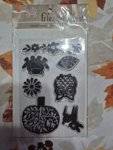 Colorbok Friendly Forest - Estampillas acrílicas 7 piezas árbol/búho/rana/ciervo/hoja - Imagen 1 de 2