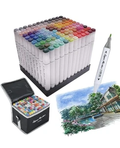 120 Colors Alcohol Markers Set with Fine & Chisel DualTip Professional Art-ZYYEO - Picture 1 of 8