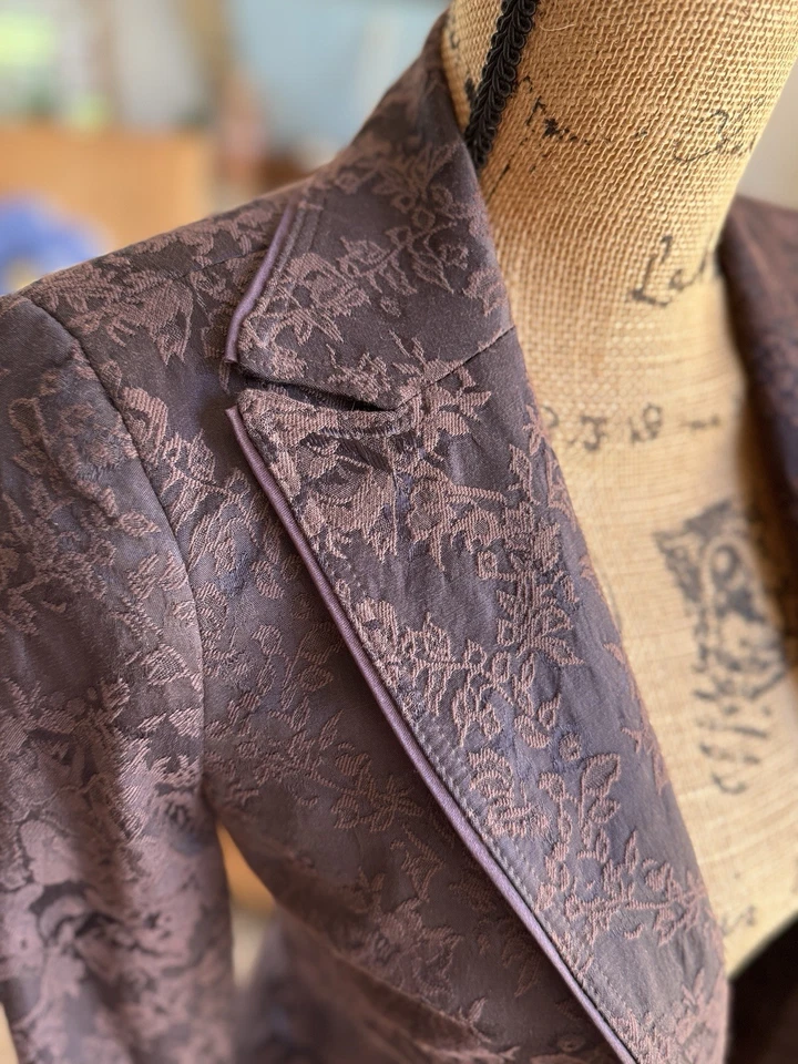 Jaqueta elegante damasco Bebe tamanho 2, forrada, marrom - Imagem 1 de 4