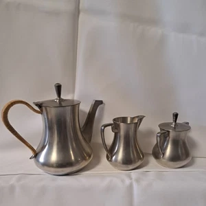 Beautifully Crafted Selangor Pewter 3 Piece Tea Service, Never Used - Picture 1 of 10