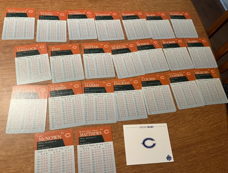 Tarjetas de fútbol americano de la APBA 1999 color Chicago Bears Foto 1 de 1