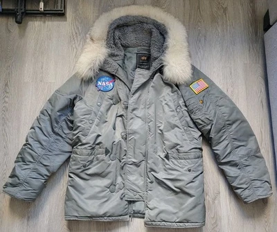 Parka Alpha Industries N-3B para hombre gris espacial mediana capucha de piel real frío extremo Foto 1 de 4