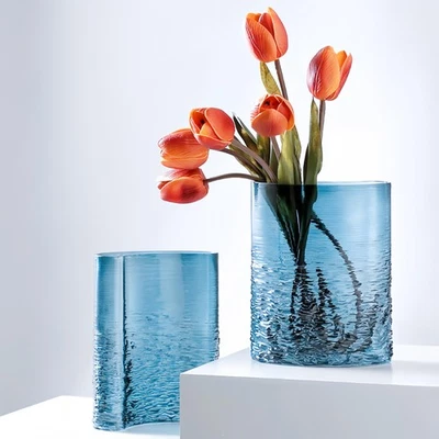 Jarrón de vidrio pesado de 2,8 lb, florero azul para decoración del hogar, florero de vidrio decorativo,... Foto 1 de 4