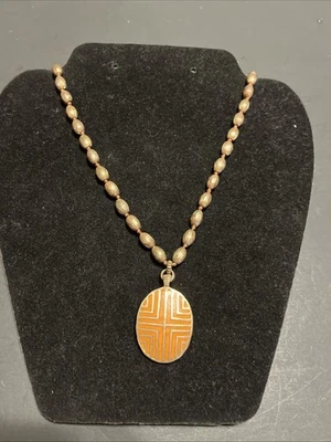 SIGRID OLSEN 现代椭圆形珐琅吊坠项链 22 英寸金色 — 第 1/4 张图片