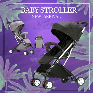 Lightweight Compact Baby Stroller Pram Easy Fold Travel Carry on Plane AU Black - Picture 1 of 16