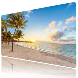 Palm Tree Plant Mouse Pad Ocean Blue Desk Mat for Keyboard and Mouse Desk Pad - Picture 1 of 6