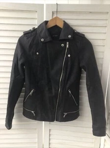 VERA MODA size XS faux leather black jacket zip pockets short Cropped Biker - Picture 1 of 10