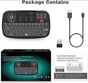 Rii I4 Bluetooth Dual connection Mode Wireless Mini Keyboard Touchpad Backlit - Picture 1 of 10