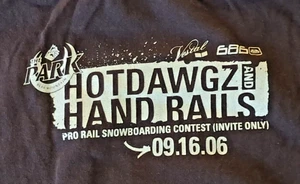Hot Dawgz and Hand Rails Men's XL T-Shirt Bear Mountain CA Snowboarder JP Walker - Picture 1 of 13