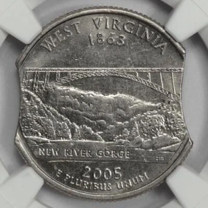 2005 NGC AU58 Double Curved Clips West Virginia Quarter Mint Error - Picture 1 of 4