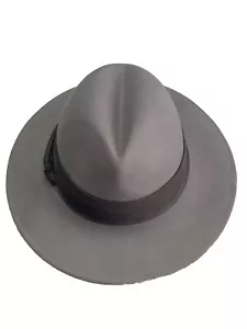 VTG Doeskin Felt Wool Hat Women’s Fedora Made USA Geo Bollman & Co Ribbon Band - Picture 1 of 7