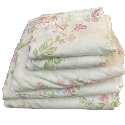 PBK Set Sheets 2 flat 2pillowcases 1 Fitted Cherry Blossom Asian Chinoiserie '09 - Image 1 of 4