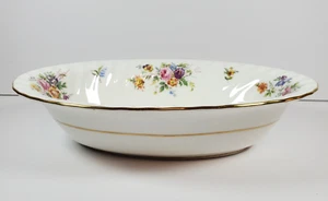 Minton Marlow Pattern Oval Salad Vegetable Bowl Floral w/Gold Trim 2.5" Deep - Picture 1 of 6