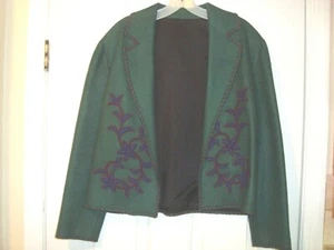 GREEEN WOOL HAND MADE JACKET FROM HUNGARY BOUGHT IN CRAFT SHOP SZ.M - Picture 1 of 7