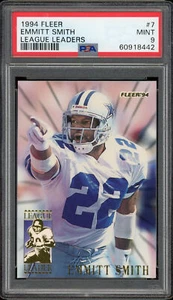 1994 FLEER LEAGUE LEADERS #7 EMMITT SMITH PSA 9 MINT HOF DALLAS COWBOYS - Picture 1 of 2