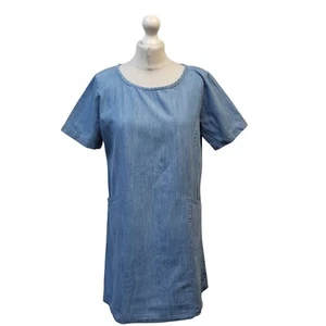 Country to Coast Blue Denim Short Sleeve T-Shirt Dress Women's UK 12 W30-38 - Picture 1 of 5