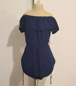 Mono City Chic Azul Marino Mameluco Fuera del Hombro 16 S Corbata Cintura Elástica Cuentas - Imagen 1 de 10