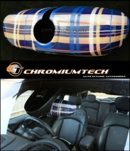 MK3 Mini F54 F55 F56 F57 F60 Azul Tartán Espejo Retrovisor Funda Para Manual Dim - Imagen 1 de 5