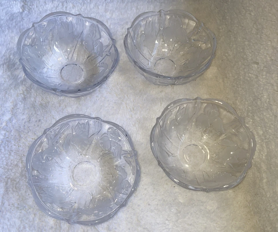 4 tazones para servir con patrón de iris Savoir Vivre de Mikasa cristal transparente Japón retirado Foto 1 de 4