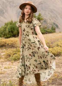 JOYFOLIE JEN DRESS IN OAT FLORAL NWT GIRLS SIZE 7 - Picture 1 of 3