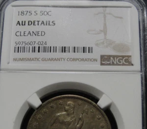 Medio dólar libertad sentada 1875 S NGC AU Detalles - Imagen 1 de 6