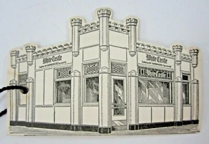 Tarjeta de conteo de puente troquelado publicidad hamburguesa castillo blanco vintage años 30 - Imagen 1 de 4