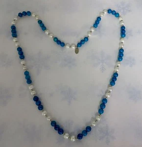 JUDIE INGRAM NECKLACE BLUE WHITE Stone Vintage 14 ½" Beaded - Picture 1 of 4