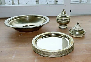 KUNSTHANDWERK AUS MAROKKO - Teller / Schale / Dosen verziert mit Kamelknochen - Bild 1 von 10