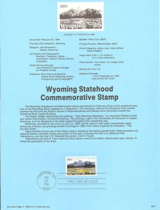 #9007 Wyoming Statehood Stamp #2444 USPS Souvenir Page - Picture 1 of 1