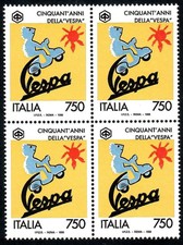 Italia Repubblica 1996 Vespa in quartina MNH**