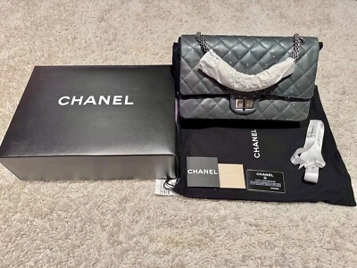 Nuevo Chanel 2.55 Grande Reedición 227 Clásico Bolso con Solapa Azul Patente Foto 1 de 4