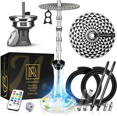 Shisha Set Komplett 2 Schläuche - 75 cm LED Licht Edelstahl M. ROSENFELD - Bild 1 von 4