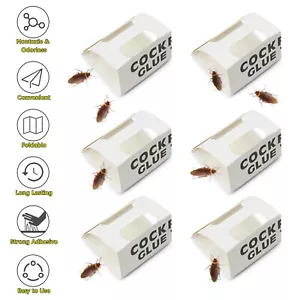 6PCS Roach Traps Indoor Cockroach Bug Pest Killer Bait Glue Traps Spider Motel - Picture 1 of 13